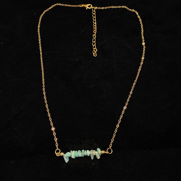 Crystal Necklace Gold Tone Semi Precious Stones Aquamarine - Picture 4 of 4